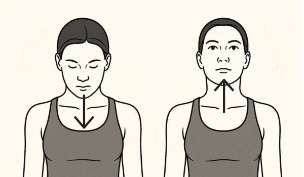 An individual demonstrating neck flexion and extension exercise to explain one of the neck pain physiotherapy exercises
